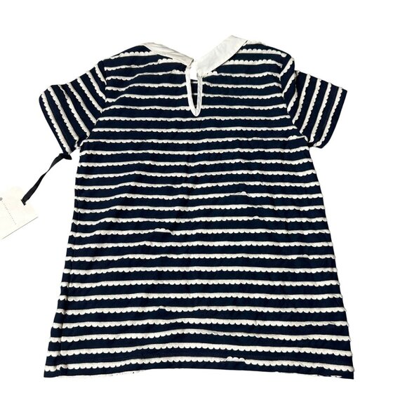 Victoria Beckham For Target Top Girl M Navy White Striped Embroidered Bee Collar - Picture 2 of 9